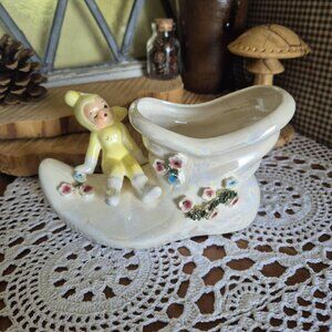 Vintage Japan Porcelain Fairy Pixie Elf Planter